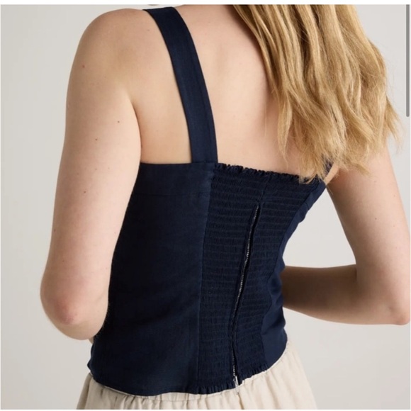 Quince 100% European Linen Fitted Tank deep navy size medium - Picture 2 of 9